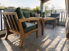 Ottoman Masif Ahşap Bahçe Balkon Koltuk Kestane Ağacı 3+1+1 Koltuk, Masa Takımı