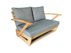 Monza Bahçe Balkon Masif Kestane Ahşap Kollu Koltuk 1 Adet İkili Koltuk Gri