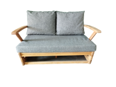 Monza Bahçe Balkon Masif Kestane Ahşap Kollu Koltuk 1 Adet İkili Koltuk Gri