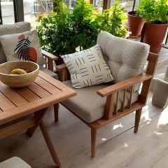 Vizyon Masif Ahşap Bahçe Balkon Takımı Gürgen Ağacı 3+1+1+Masa