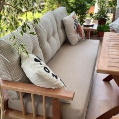 Vizyon Masif Ahşap Bahçe Balkon Takımı Gürgen Ağacı 3+1+1+Masa