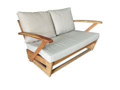 Monza Bahçe Balkon Masif Kestane Ahşap Kollu Koltuk - 1 Adet İkili Koltuk Krem