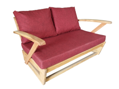 Monza Bahçe Balkon Masif Kestane Ahşap Kollu Koltuk 1 Adet İkili Koltuk Bordo