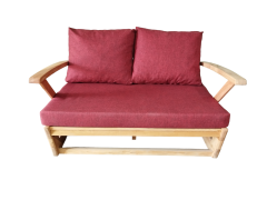 Monza Bahçe Balkon Masif Kestane Ahşap Kollu Koltuk 1 Adet İkili Koltuk Bordo