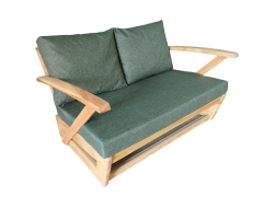 Monza Bahçe Balkon Masif Kestane Ahşap Kollu Koltuk 1 Adet İkili Haki Yeşil