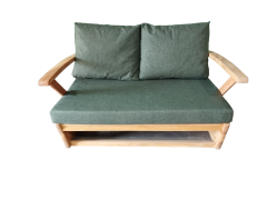 Monza Bahçe Balkon Masif Kestane Ahşap Kollu Koltuk 1 Adet İkili Haki Yeşil