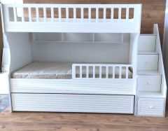 Midas Mdf Panjur Model Lake Boyalı Yavrulu 3 lü Ranza Beyaz Montaj Dahil