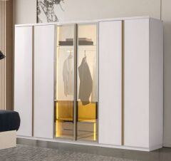 Altay Mdf  6 Kapaklı Reflekte Camlı Gardırop ve Yatak Odası Takımı - Kurulum Dahil