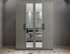 Bevel 4 Kapaklı Gizli Çekmeceli Gardırop Dolap Füme Ölçü Seçenekli