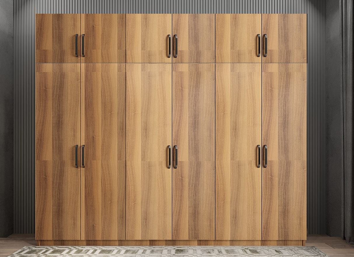 Ostin 12 Kapaklı Gardırop Dolap Ceviz Ölçü Seçenekli