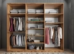 Ostin 12 Kapaklı Gardırop Dolap Ceviz Ölçü Seçenekli