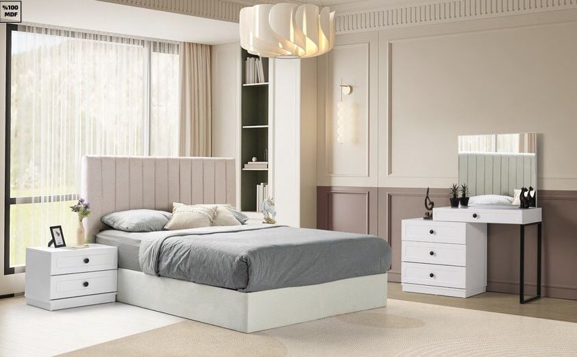 Bianora Mdf Membran 6 Kapaklı Gardırop ve Yatak Odası Takımı - Kurulum Dahil