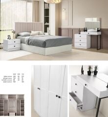 Bianora Mdf Membran 6 Kapaklı Gardırop ve Yatak Odası Takımı - Kurulum Dahil