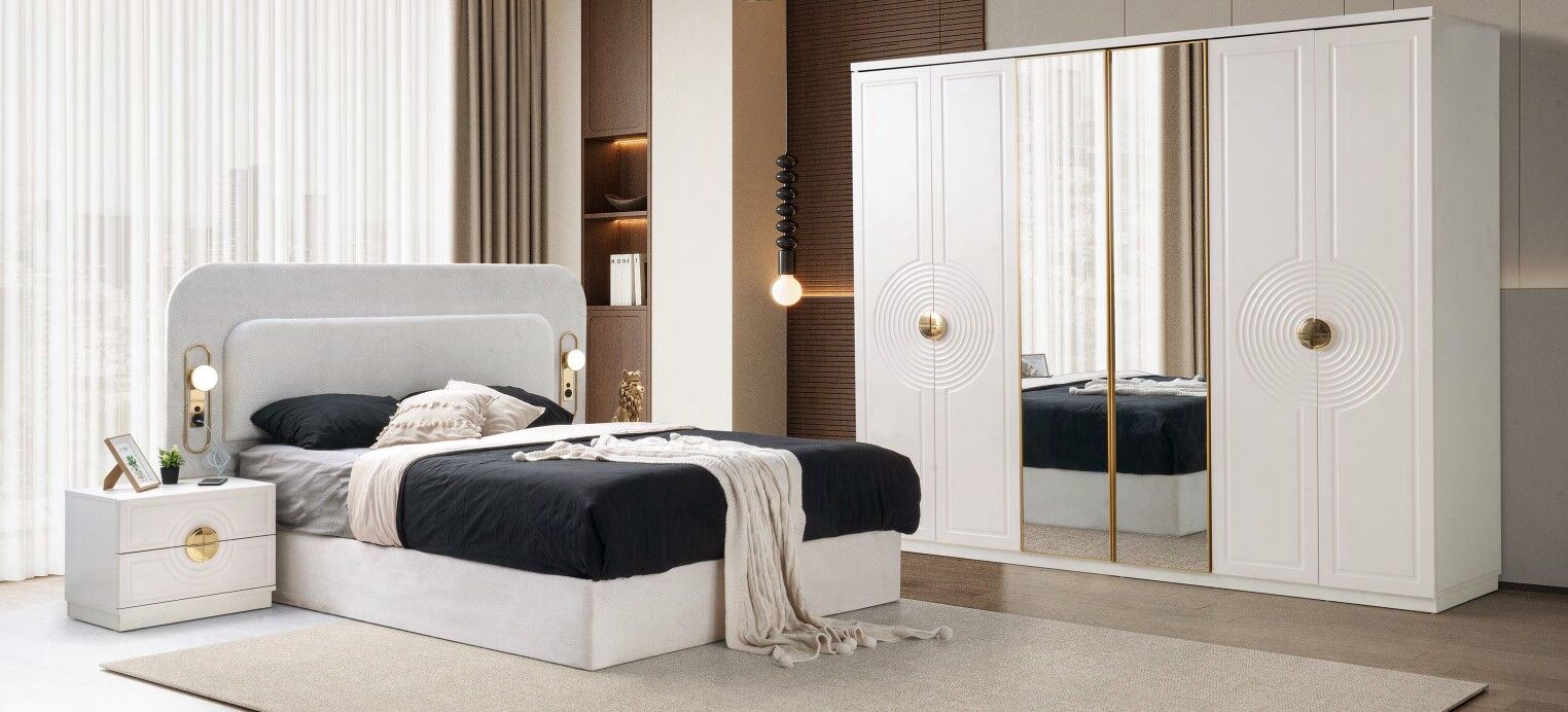 Morocco Mdf Membran 6 Kapaklı Gardırop ve Yatak Odası Takımı - Kurulum Dahil