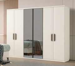 Floransa Mdf Membran 6 Kapaklı Gardırop ve Yatak Odası Takımı - Kurulum Dahil