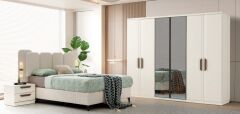Floransa Mdf Membran 6 Kapaklı Gardırop ve Yatak Odası Takımı - Kurulum Dahil