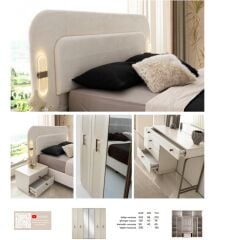 Manama Mdf Membran 6 Kapaklı Gardırop ve Yatak Odası Takımı - Kurulum Dahil