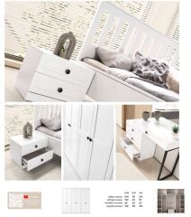 Doğa Mdf Membran 6 Kapaklı Gardırop ve Yatak Odası Takımı - Kurulum Dahil