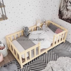 Laris Ithal Ladin Ahşap Montessori Çocuk Karyola Beşik