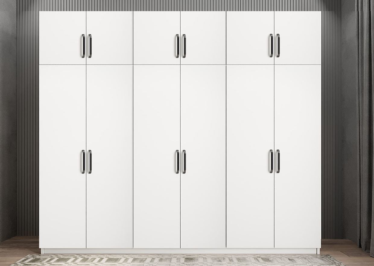 Ostin 12 Kapaklı Gardırop Dolap Beyaz Ölçü Seçenekli