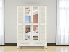 Çisil 4 Kapaklı Çekmeceli MDF Membran Dolap Gardırop Beyaz Montaj Dahil