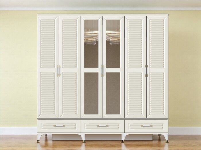 Çisil 6 Kapaklı Çekmeceli MDF Membran Dolap Gardırop Beyaz Montaj Dahil