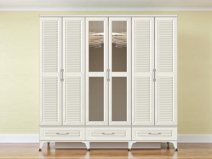 Çisil 6 Kapaklı Çekmeceli MDF Membran Dolap Gardırop Beyaz Montaj Dahil