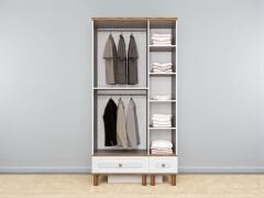 Hazan 3 Kapaklı Çekmeceli MDF Membran Dolap Gardırop Beyaz Montaj Dahil