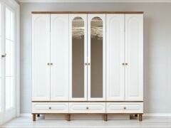 Hazan 6 Kapaklı Çekmeceli MDF Membran Dolap Gardırop Beyaz Montaj Dahil