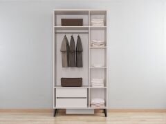 Tomris 3 Kapaklı  Çekmeceli MDF Membran Dolap Gardırop Beyaz Montaj Dahil