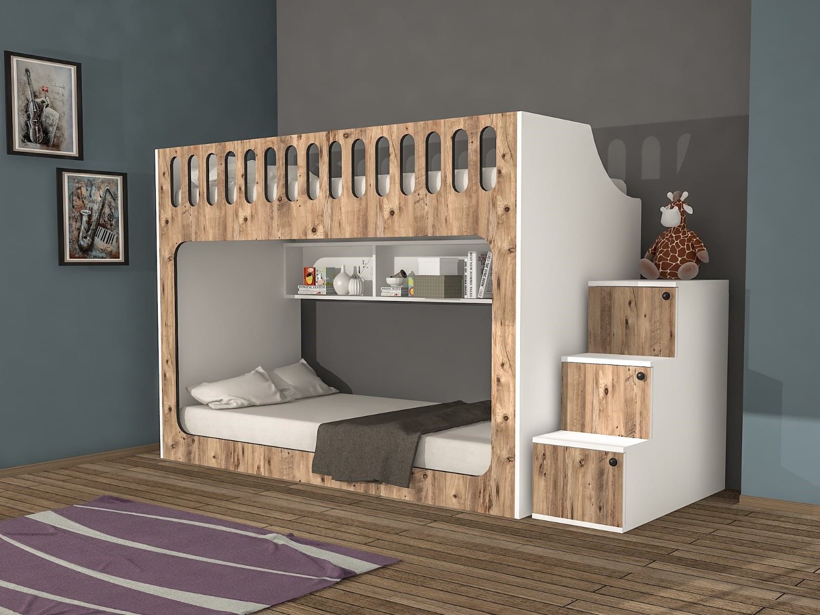 İnci Seyyar Merdivenli İkili Ranza ÇB