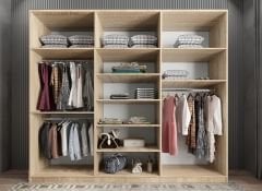 Ostin 12 Kapaklı Gardırop Dolap Meşe Ölçü Seçenekli