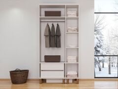 Gülce 3 Kapaklı Çekmeceli MDF Membran Dolap Gardırop Beyaz Montaj Dahil