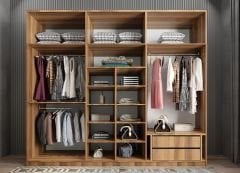 Pamela 12 Kapaklı Gardırop Dolap Ceviz Ölçü Seçenekli