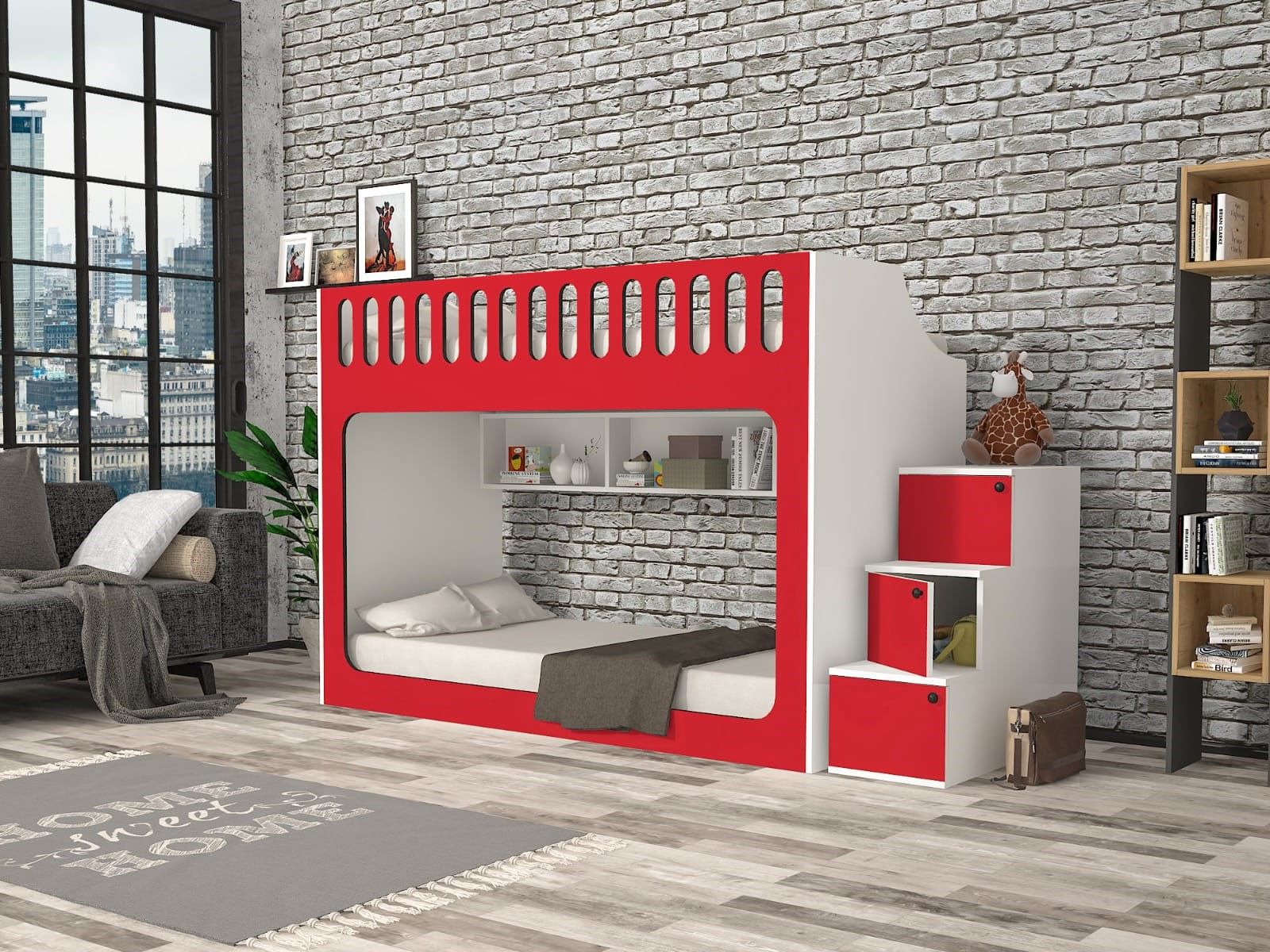 İnci Seyyar Merdivenli İkili Ranza KB