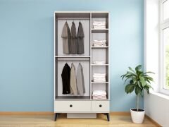 Yağmur 3 Kapaklı Çekmeceli MDF Membran Dolap Gardırop Beyaz Montaj Dahil