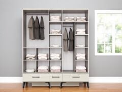 Yağmur 5 Kapaklı Çekmeceli MDF Dolap Gardırop Beyaz Montaj Dahil