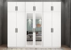 Pamela 12 Kapaklı Gardırop Dolap Beyaz Ölçü Seçenekli