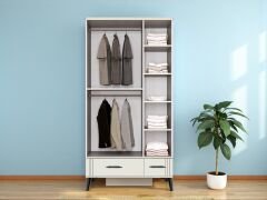 Belissa 3 Kapaklı Çekmeceli MDF Membran Dolap Gardırop Beyaz Montaj Dahil