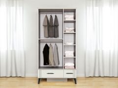 Belissa 3 Kapaklı Çekmeceli MDF Dolap High Gloss Gardırop Beyaz Montaj Dahil