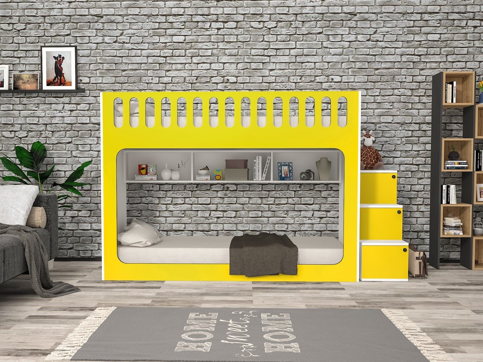 İnci Seyyar Merdivenli İkili Ranza SB