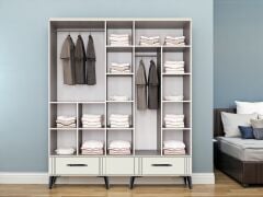 Belissa 5 Kapaklı Çekmeceli MDF Membran Dolap Gardırop Beyaz Montaj Dahil