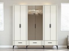 Belissa 6 Kapaklı Çekmeceli MDF Dolap High Gloss Gardırop Beyaz Montaj Dahil