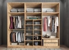 Pamela 12 Kapaklı Gardırop Dolap Çam Ölçü Seçenekli