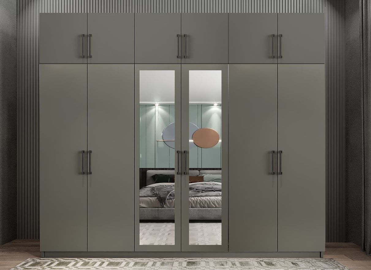 Pamela 12 Kapaklı Gardırop Dolap Füme Ölçü Seçenekli