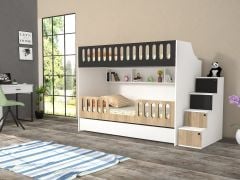 Astana Tamamı Mdf Yavrulu Seyyar Merdivenli  Ranza Ücretsiz Kurulum ABM