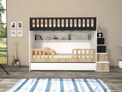 Astana Tamamı Mdf Yavrulu Seyyar Merdivenli  Ranza Ücretsiz Kurulum ABM