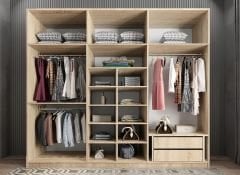 Pamela 12 Kapaklı Gardırop Dolap Meşe Ölçü Seçenekli