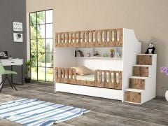 Astana Tamamı Mdf Yavrulu Seyyar Merdivenli  Ranza Ücretsiz Kurulum ÇB