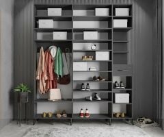 Açelya Portmanto Vestiyer Füme Ücretsiz Kurulum Ölçü Seçenekli M10